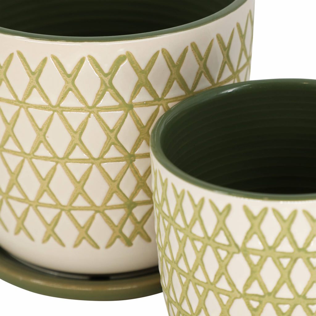 Ceramic X Design Saucer Planter