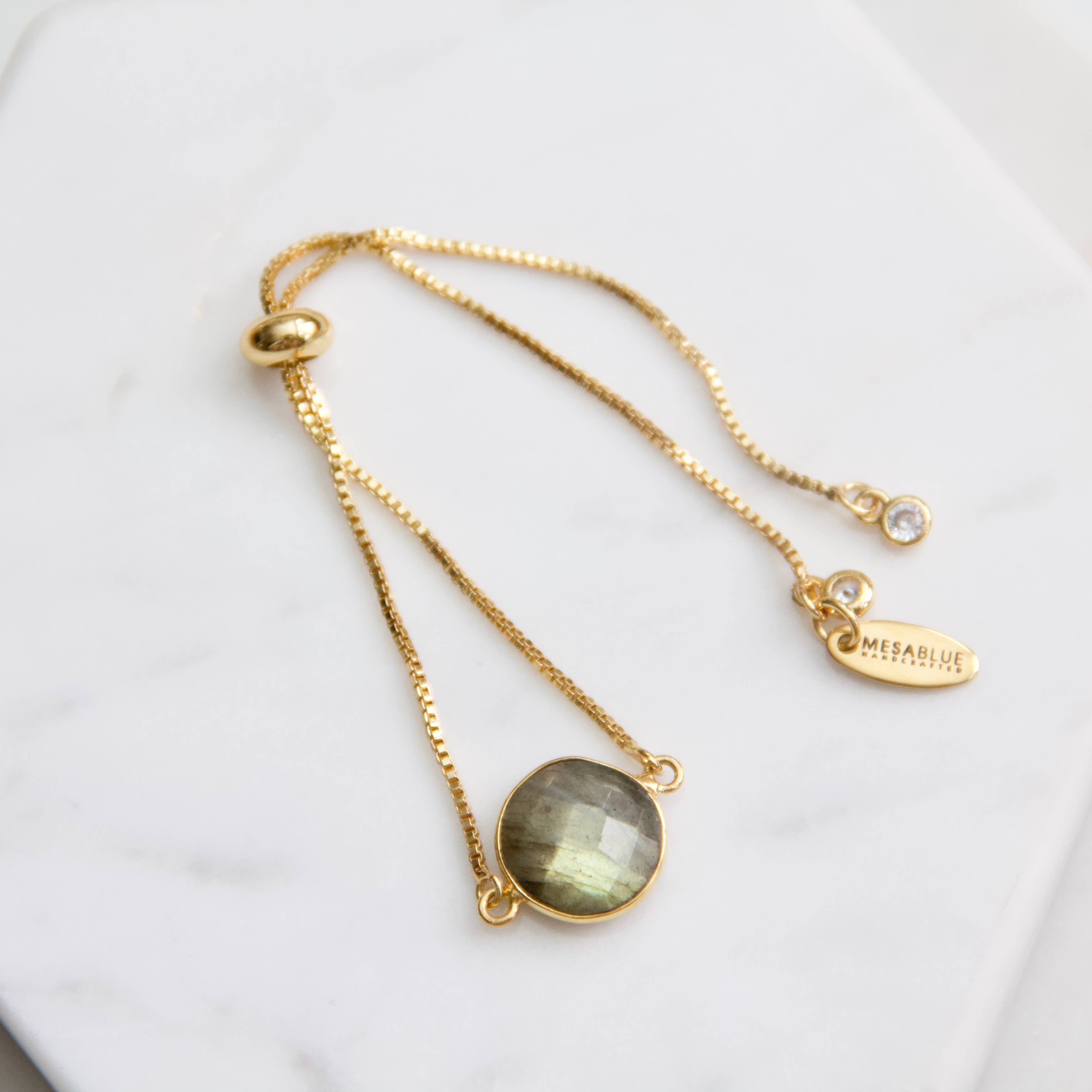 Labradorite Coin Adjustable Bracelet
