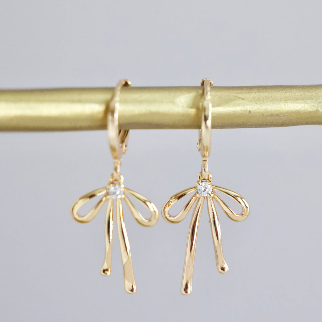CZ Bow Huggie Earrings