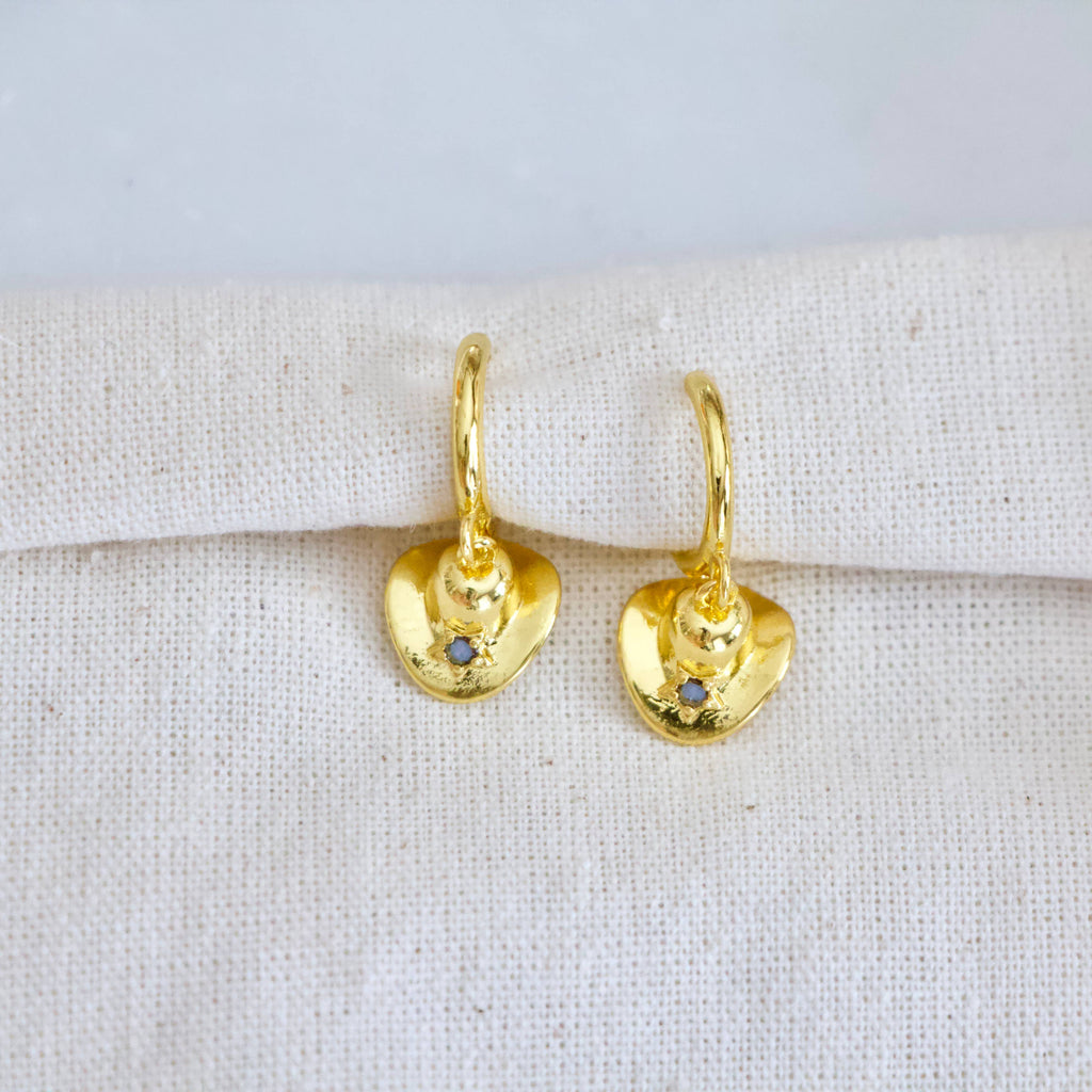 Opal Cowboy Hat Huggie Earrings 