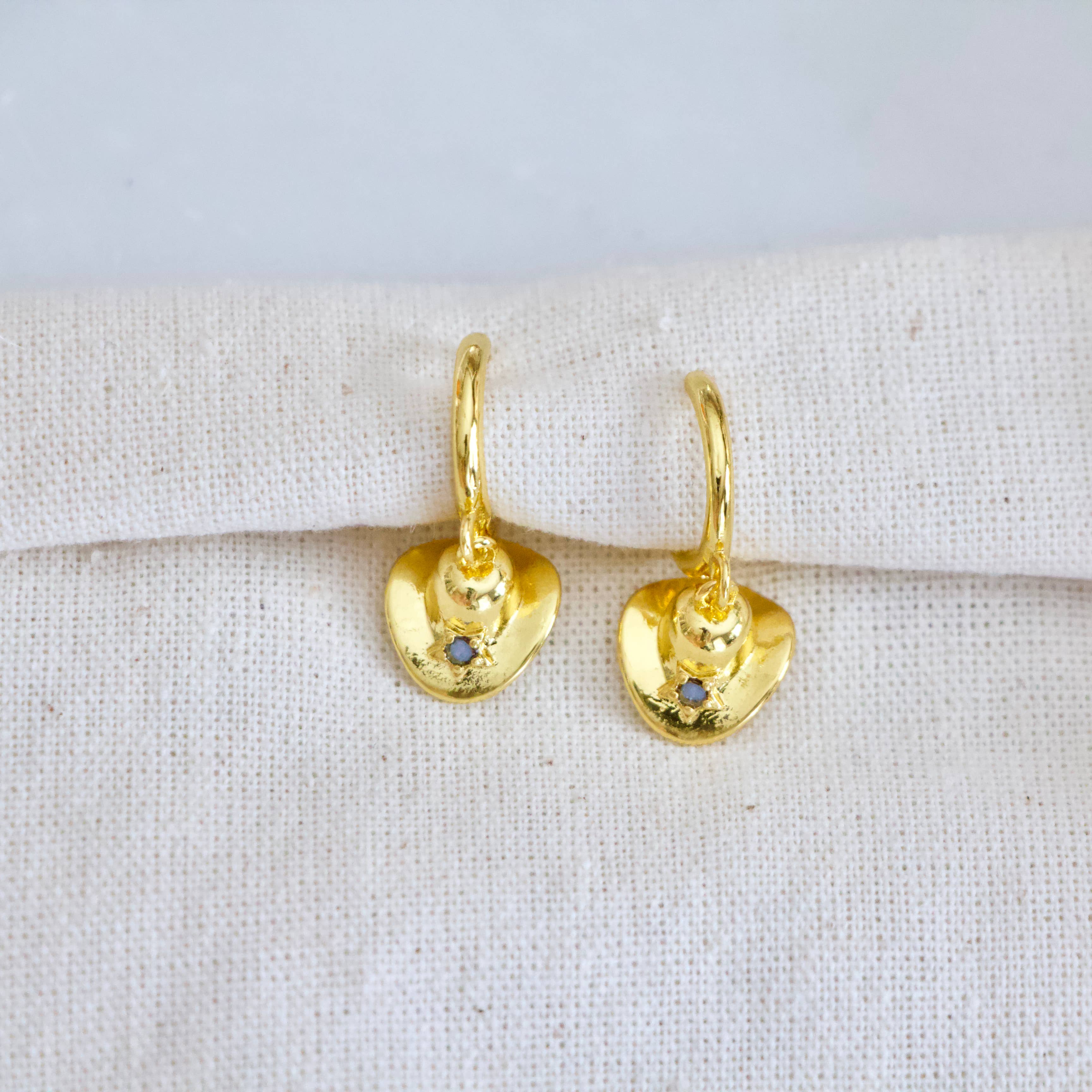 Opal Cowboy Hat Huggie Earrings 