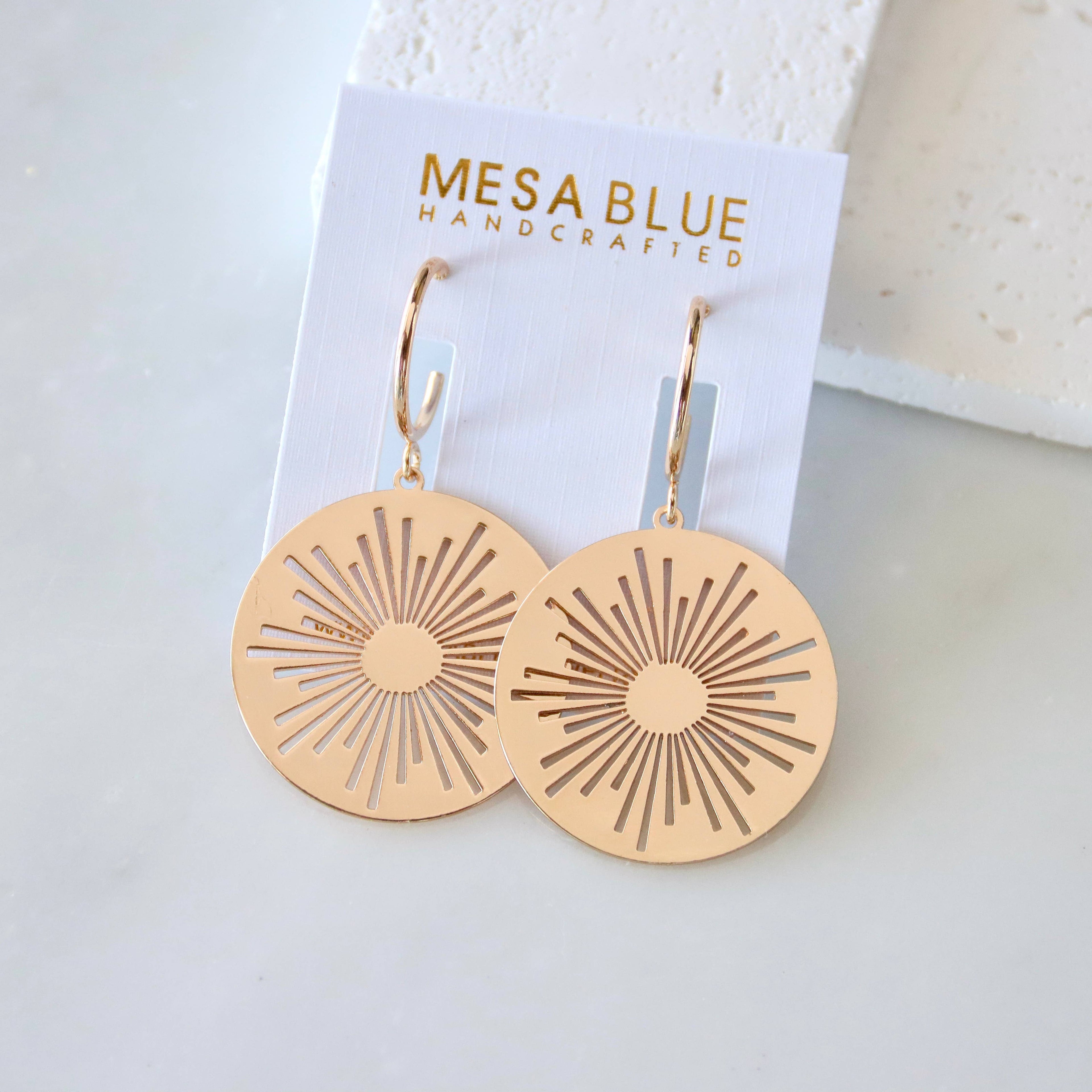 Sunburst Coin Hoop Earrings