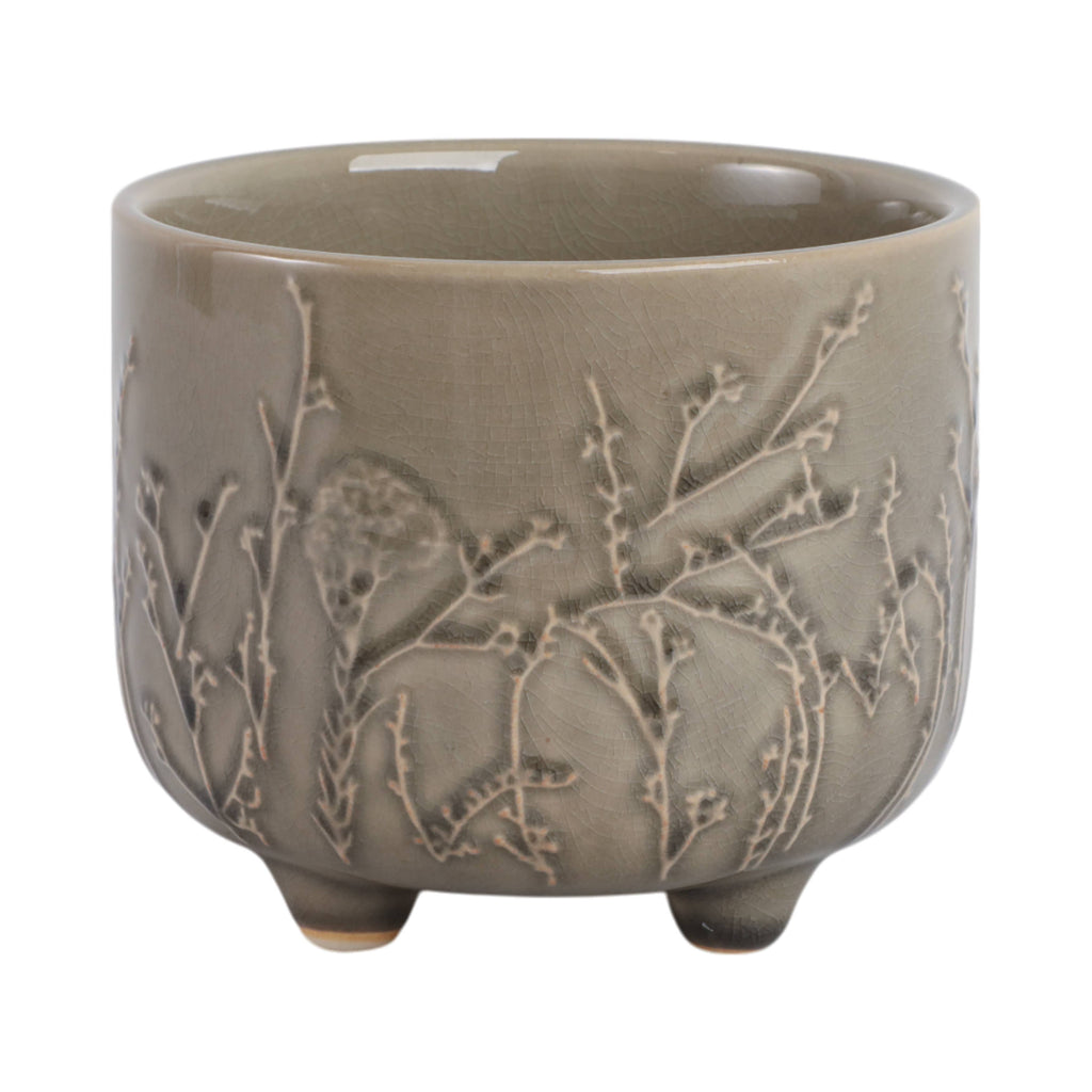 Cream Ceramic Round Raised Flowers Branches
