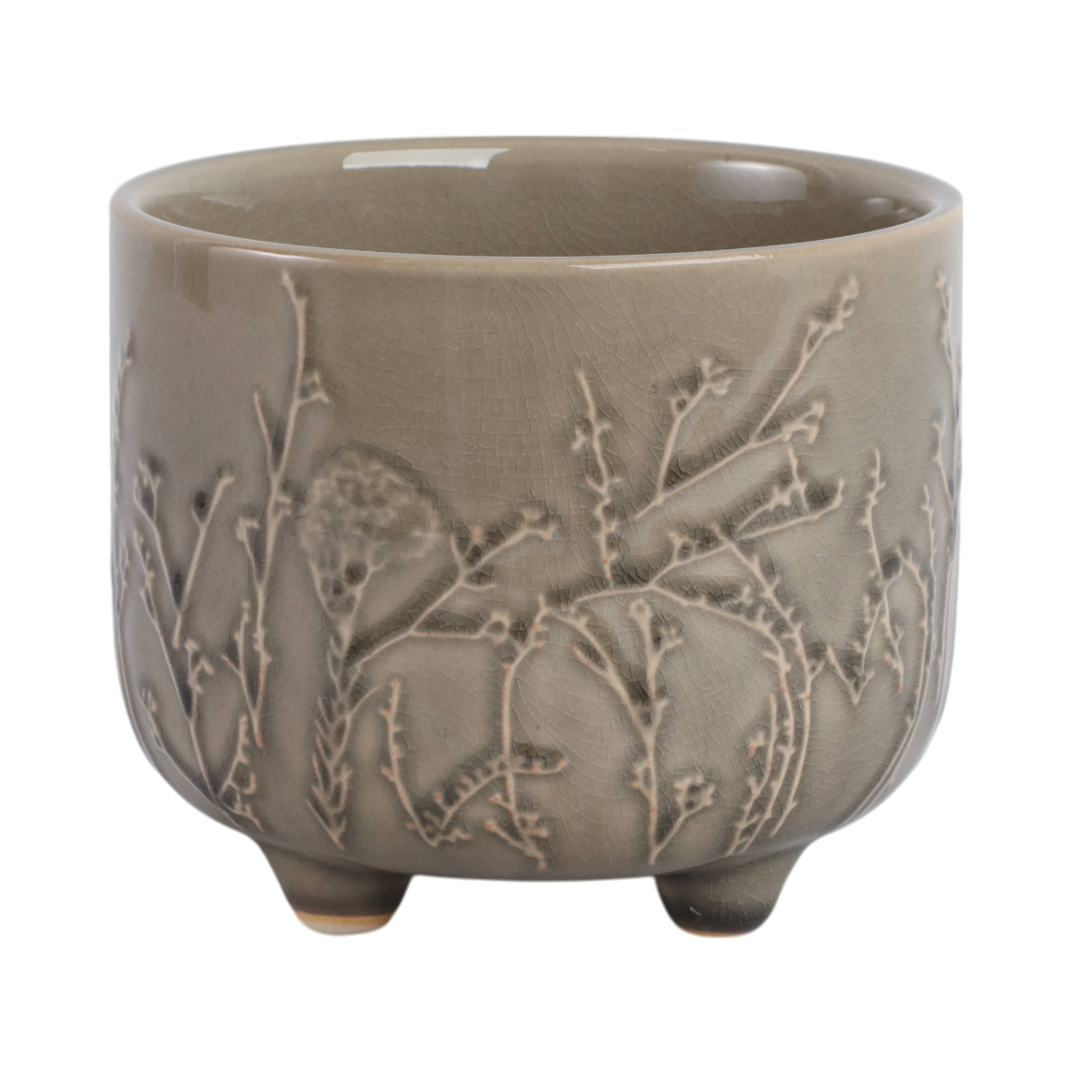 Cream Ceramic Round Raised Flowers Branches