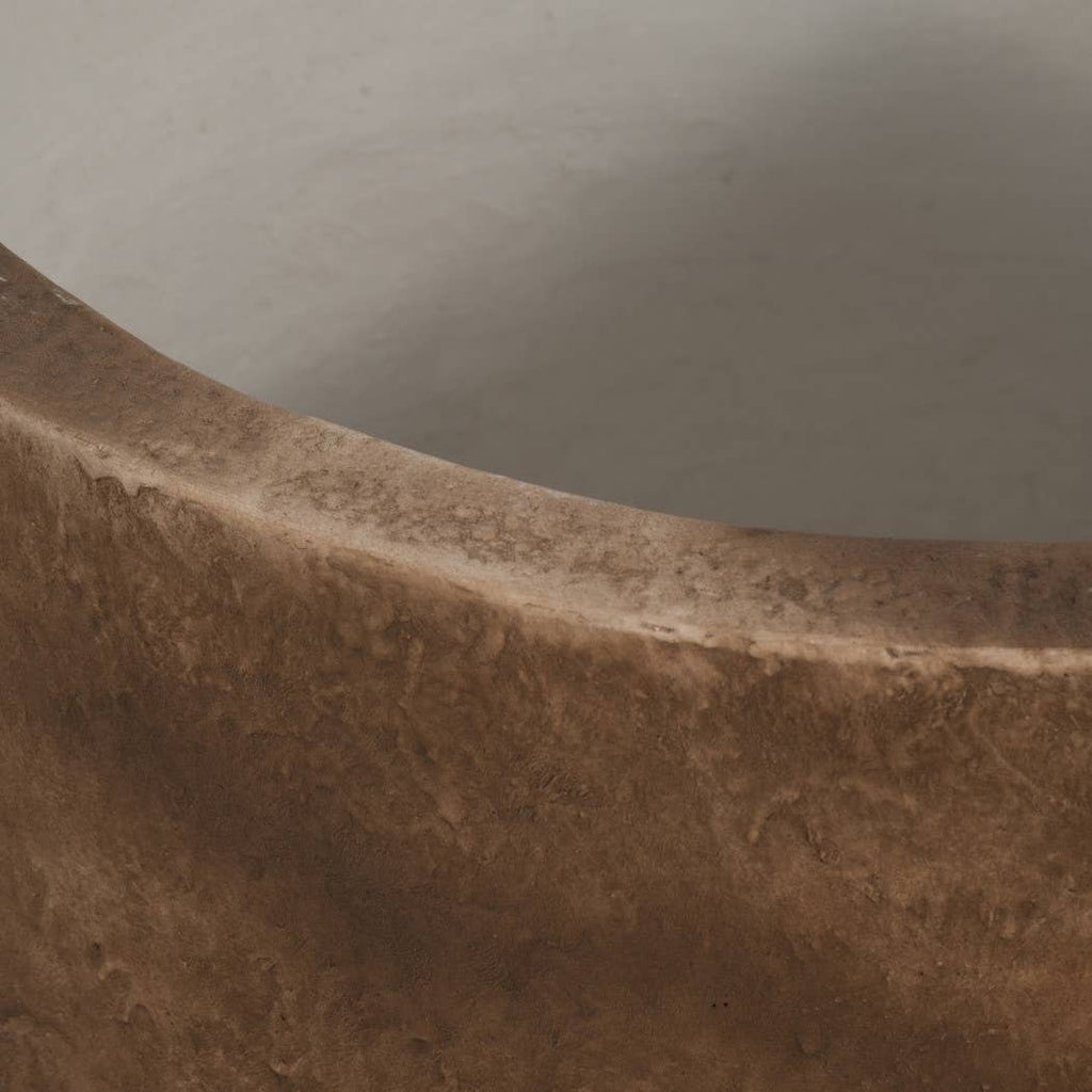 Plant Pot - Brown Ceramic Round Resin Textured Finish, 24 in