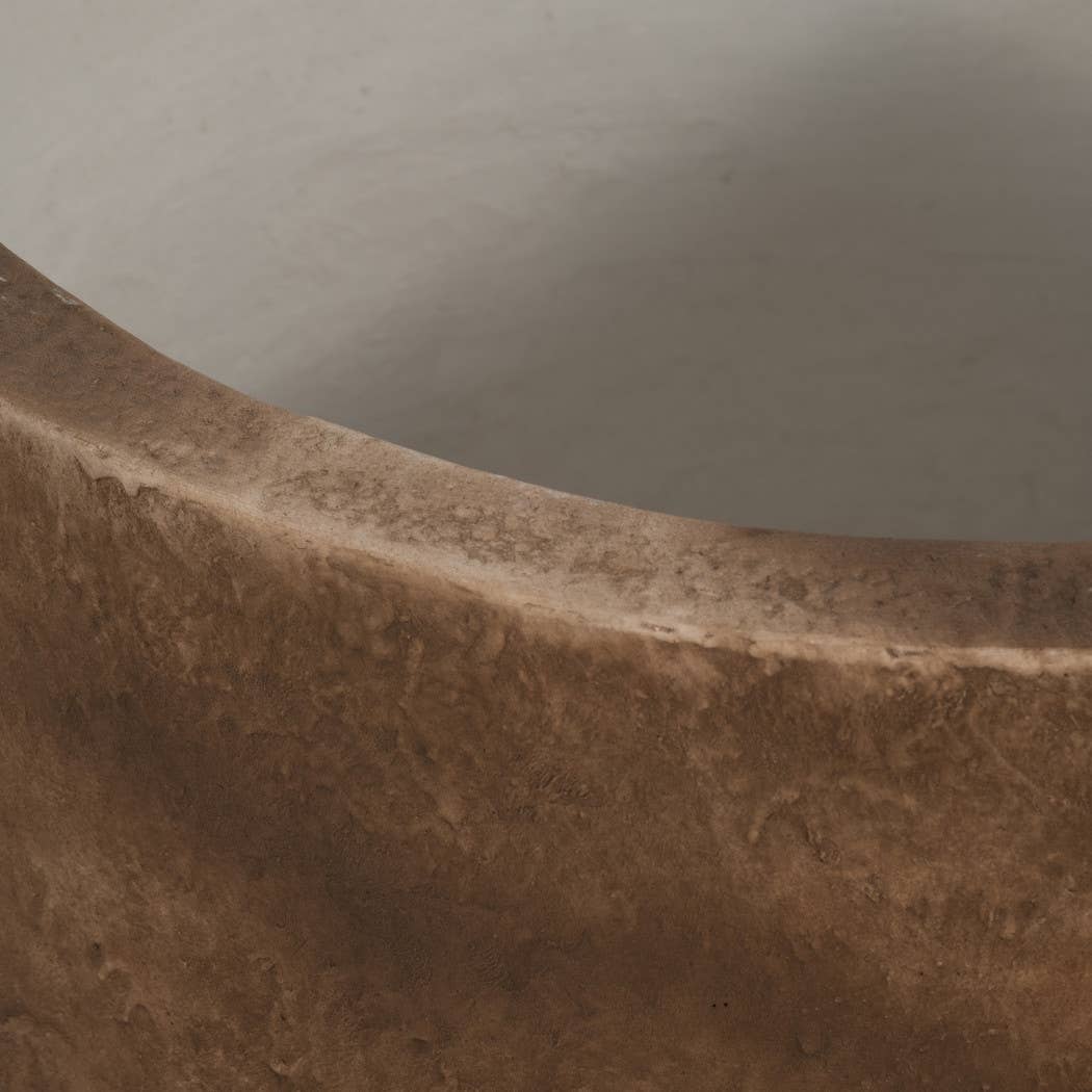 Plant Pot - Brown Ceramic Round Resin Textured Finish, 24 in
