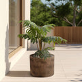 Plant Pot - Brown Ceramic Round Resin Textured Finish, 24 in