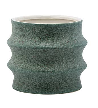 Green Sculpted Wave Planter - Modern Textured Item #22523