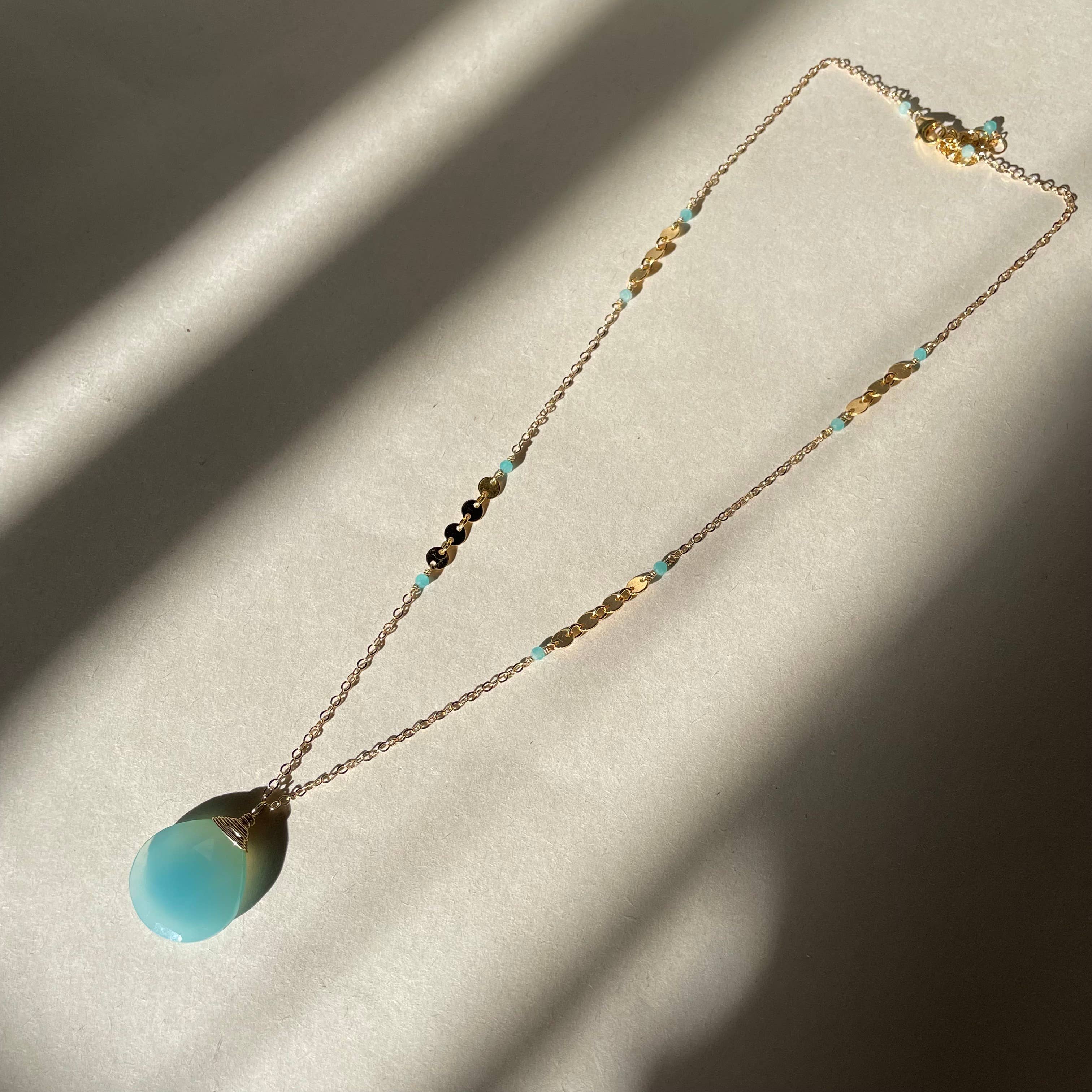 Chalcedony and Sequin Necklace