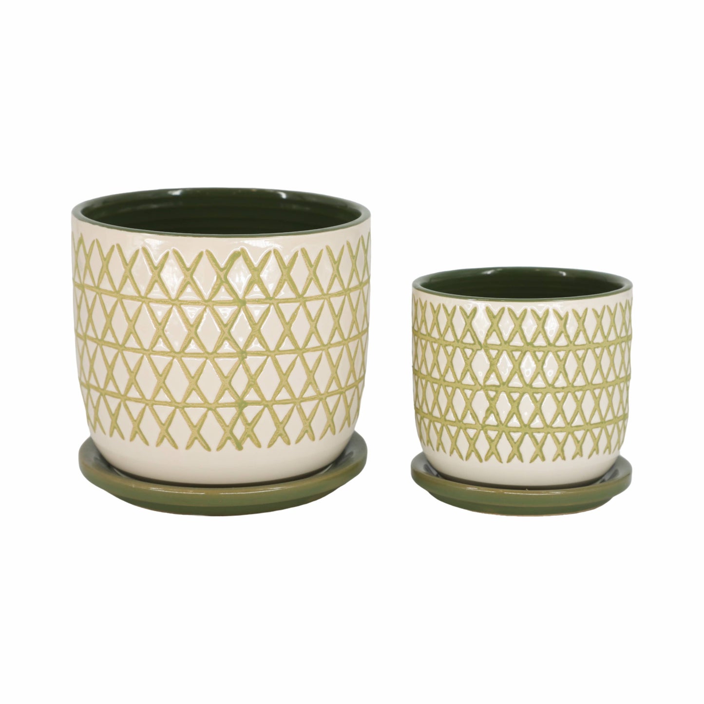 Ceramic X Design Saucer Planter