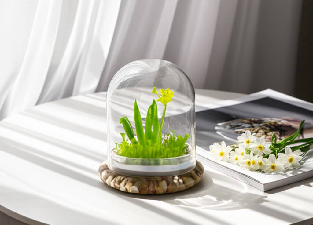 Everlasting Orchid Terrarium with Sundew Moss - Psygmorchis Pusilla – Self growing, Maintenance free, Unique Gift.
