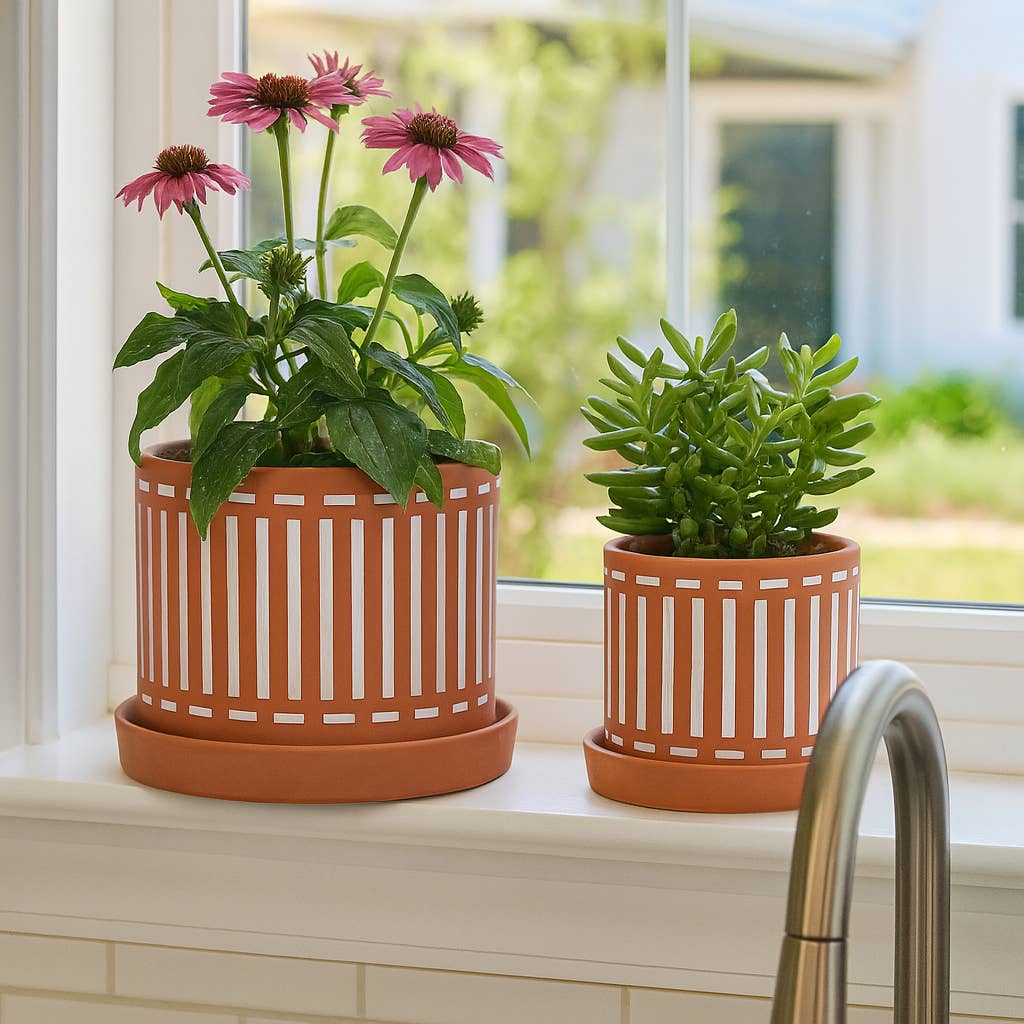 Ceramic Cutout Saucers Planters Set of 2 - Orange, 6/8 in.