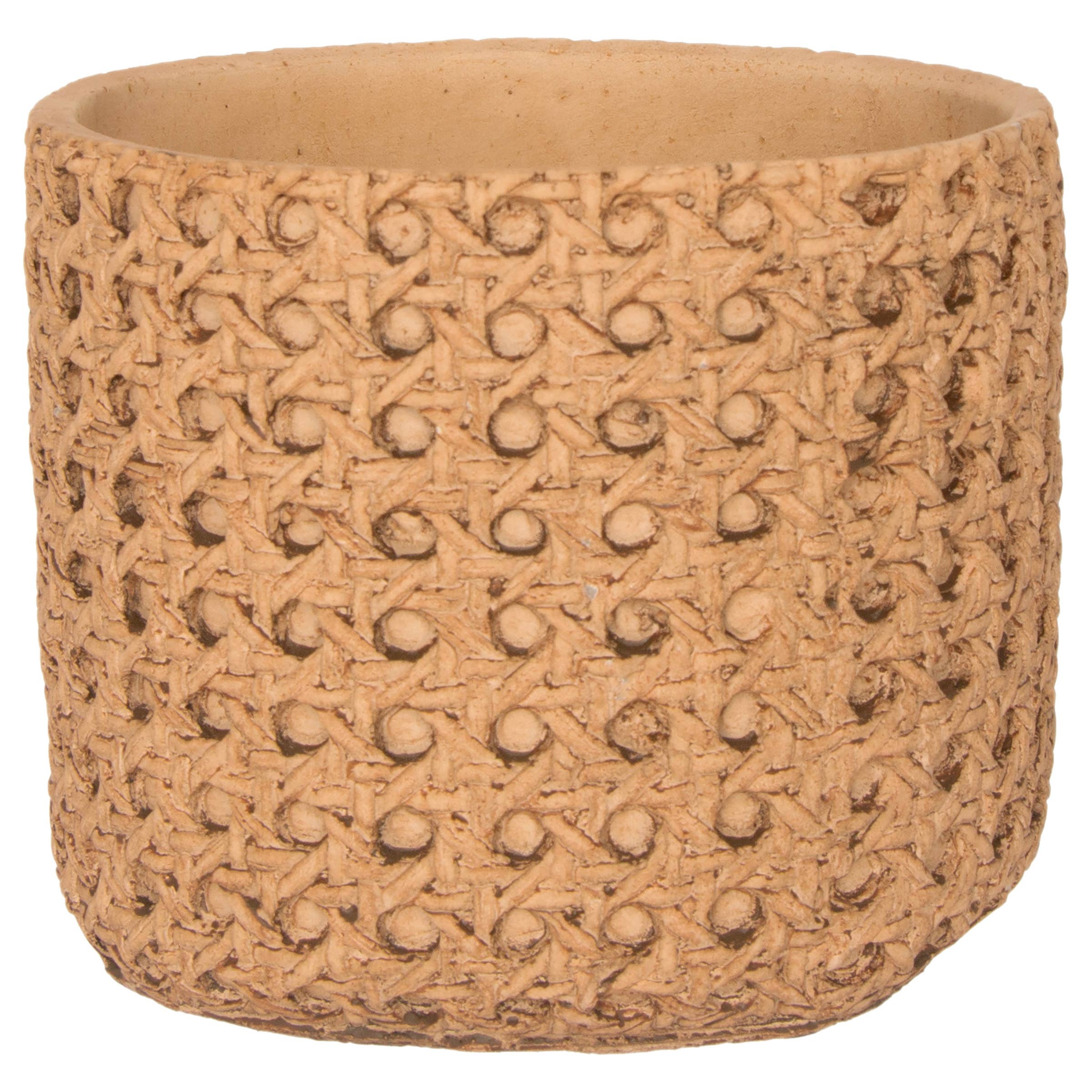 5.25" Diameter Rattan Cement Planter
