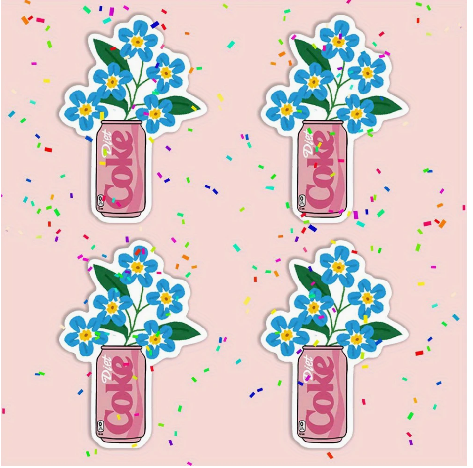 Diet Coke Flower Can Sticker