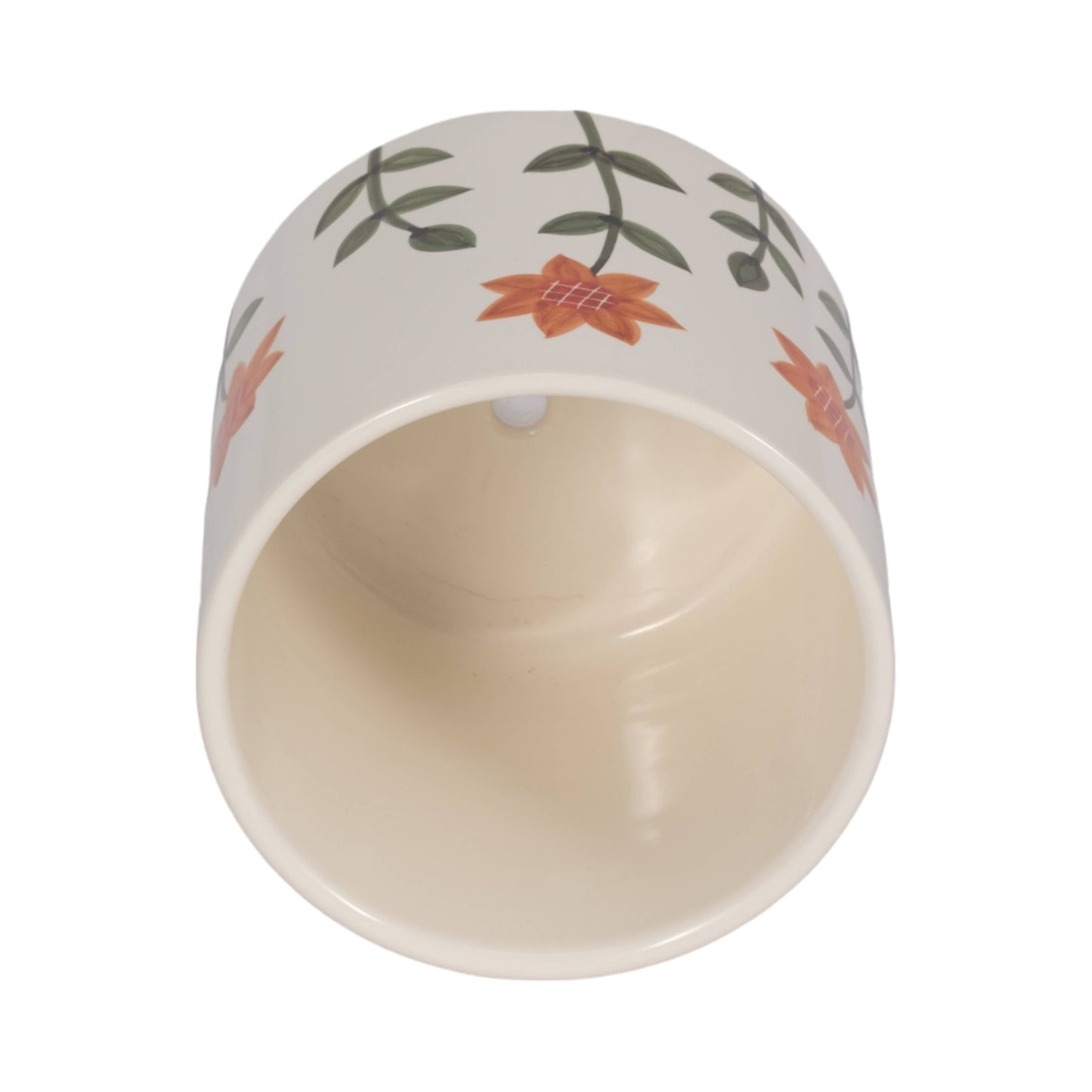 6 in. White Resin Footed Hand Painted Planter