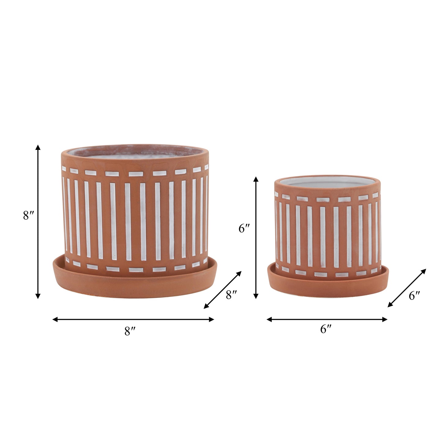 Ceramic Cutout Saucers Planters Set of 2 - Orange, 6/8 in.