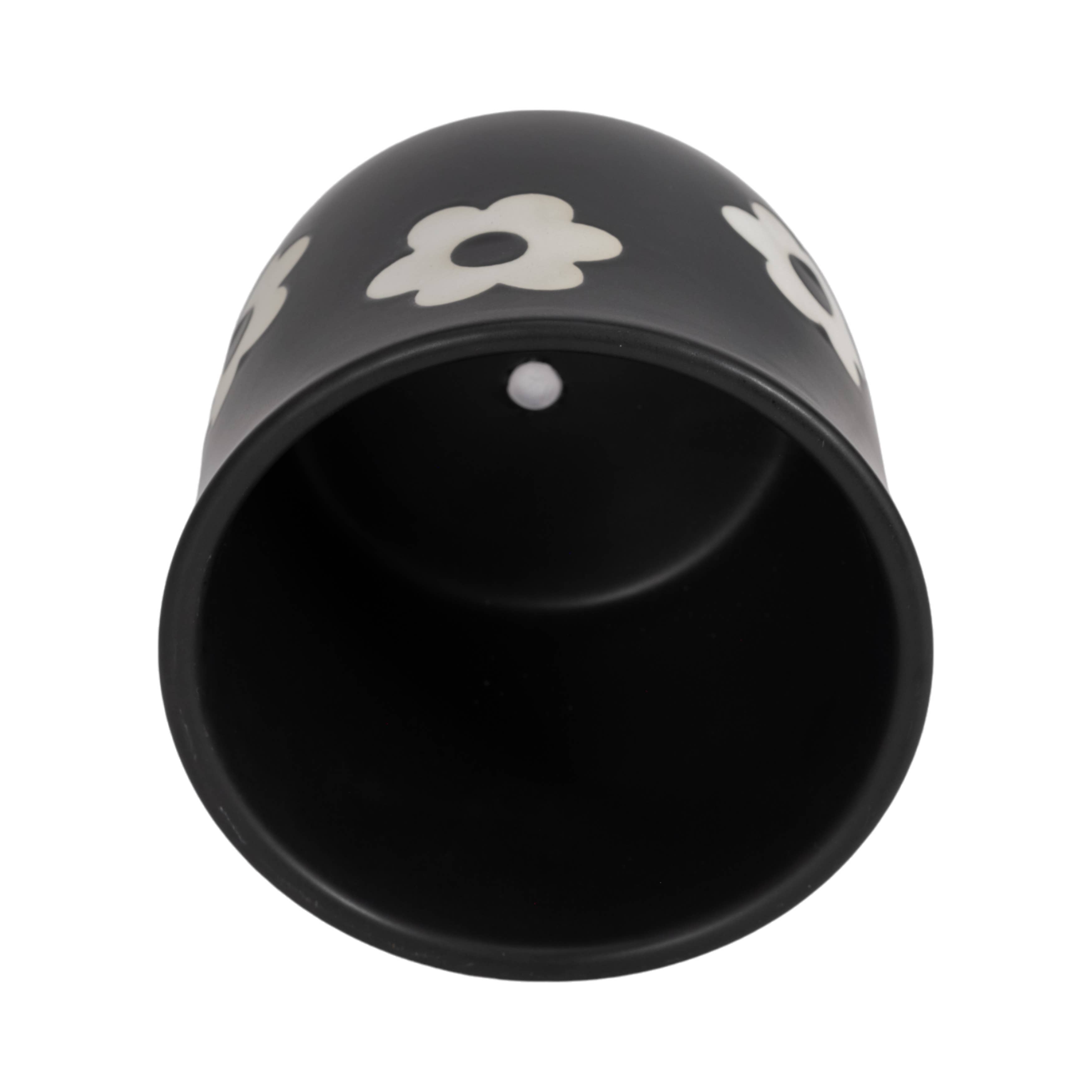 Black/White Ceramic Raised Flower Power
