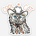 Cool Cat” Cowgirl Cat Sticker – Western Cat Sticker