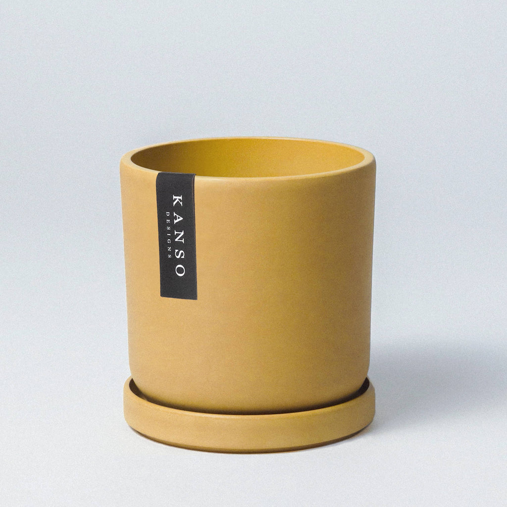 7" & 4" Mustard Seed & Dusted Clay Planters & Saucers