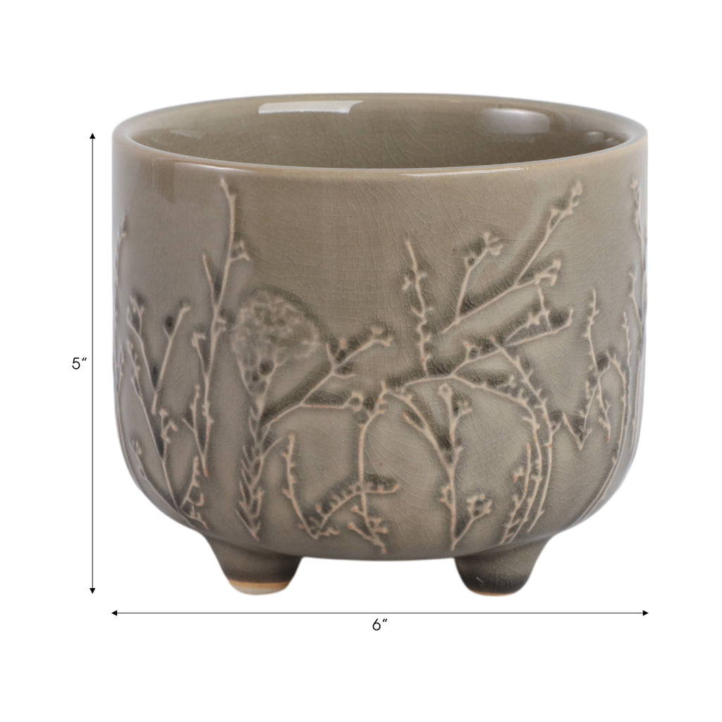 Cream Ceramic Round Raised Flowers Branches