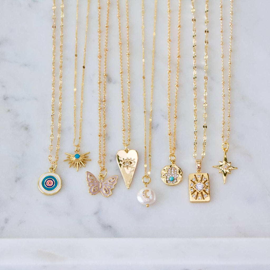 CZ or Turquoise Starburst Necklace