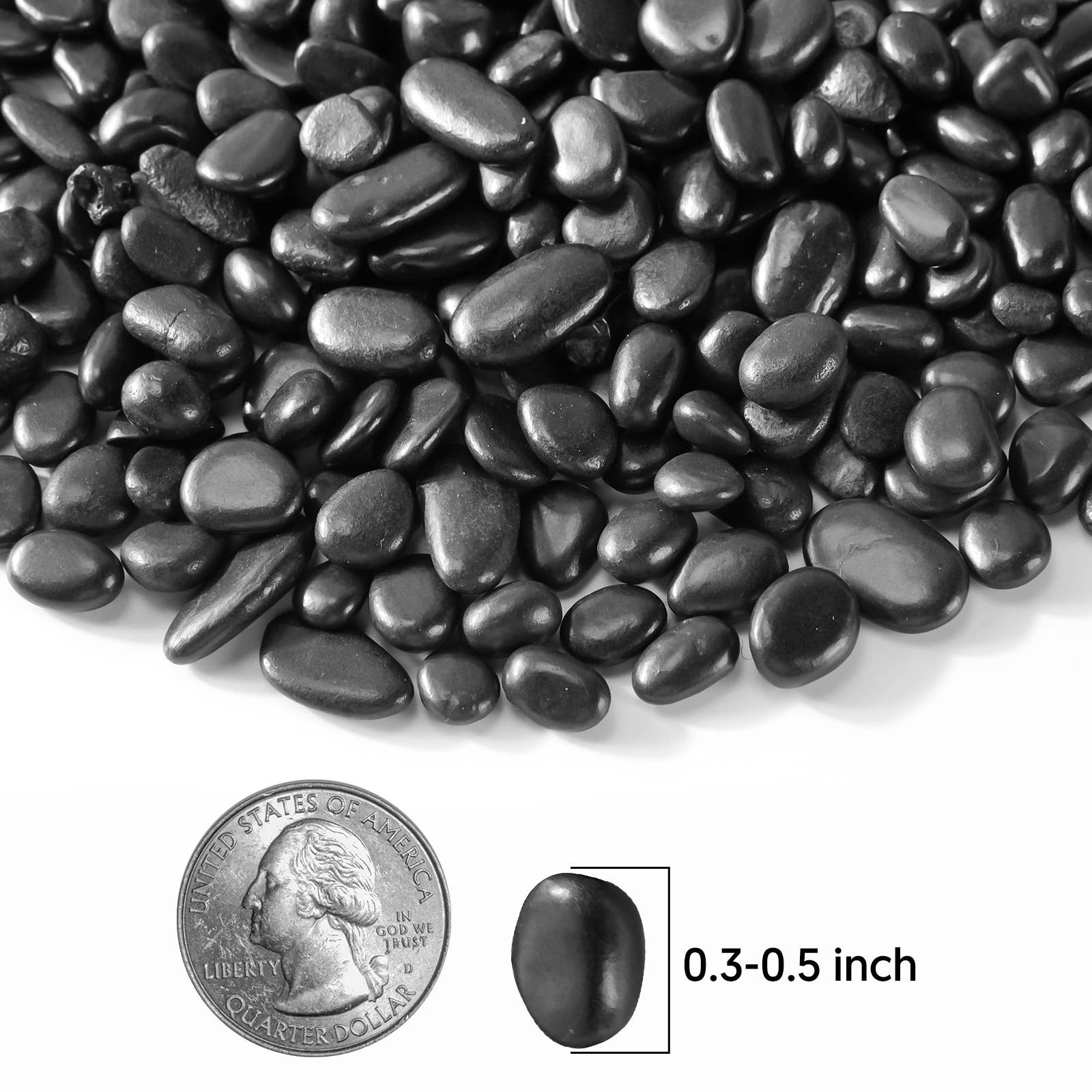 Black Pebbles, Polished  River Rocks Small Gravel Stones