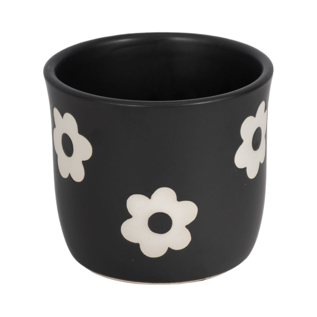 Black/White Ceramic Raised Flower Power