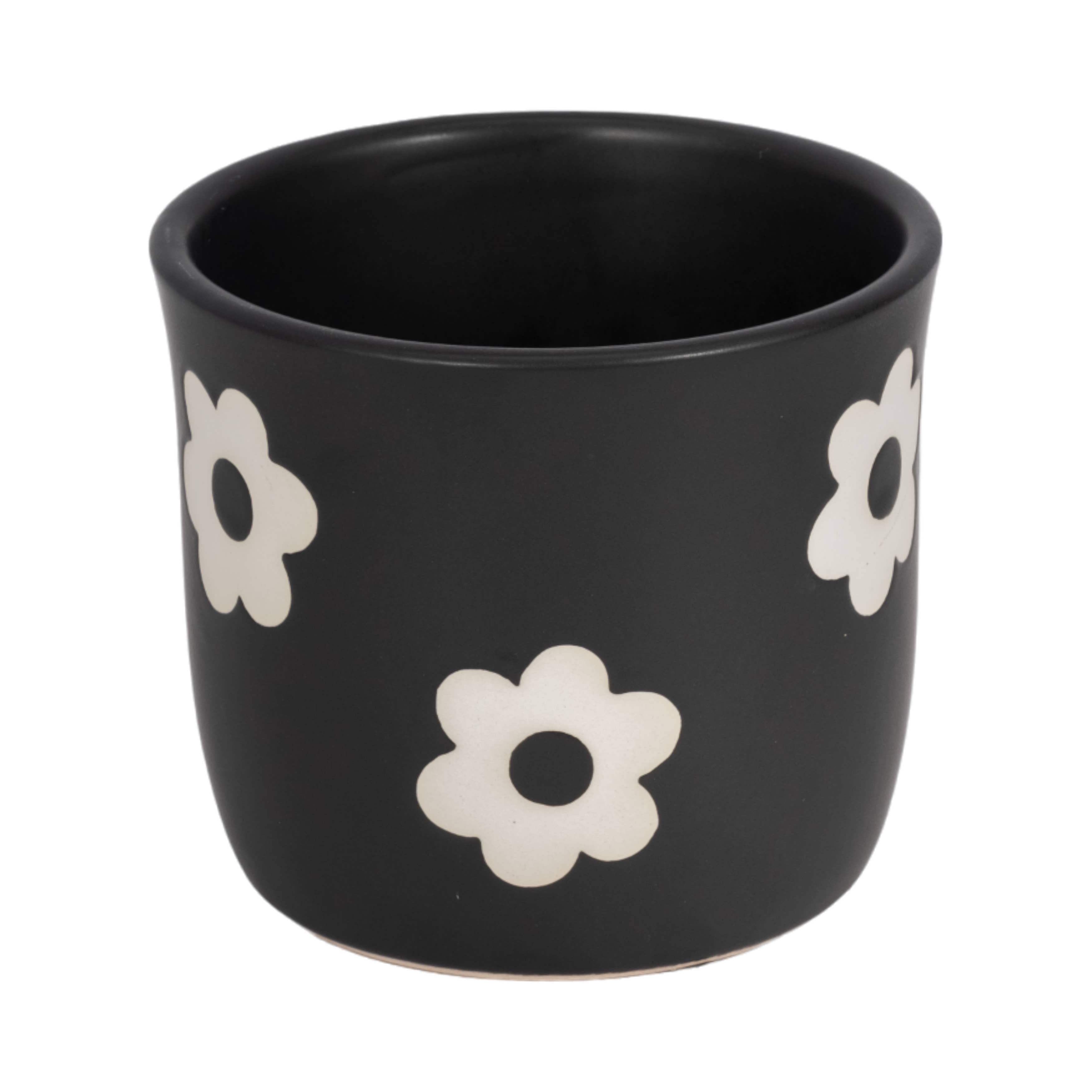 Black/White Ceramic Raised Flower Power