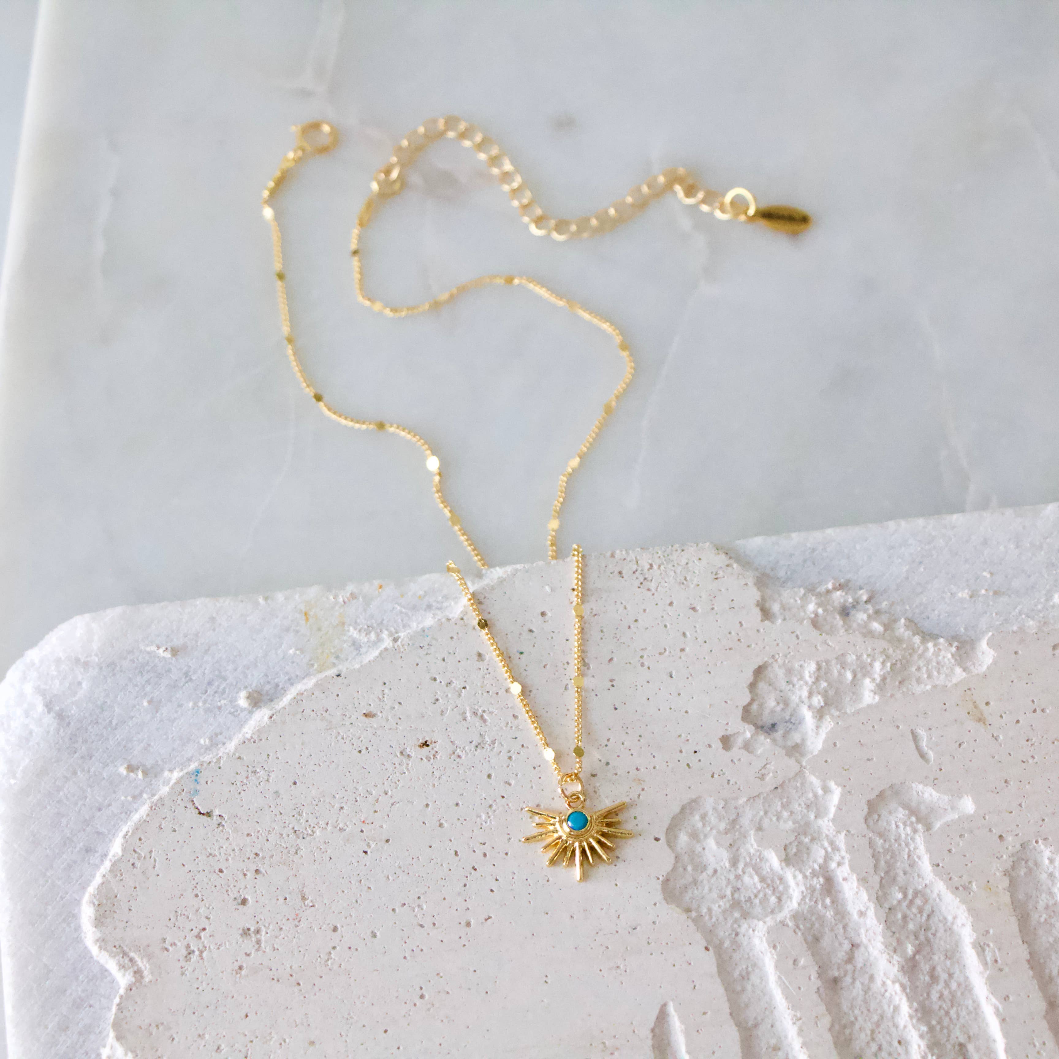 CZ or Turquoise Starburst Necklace