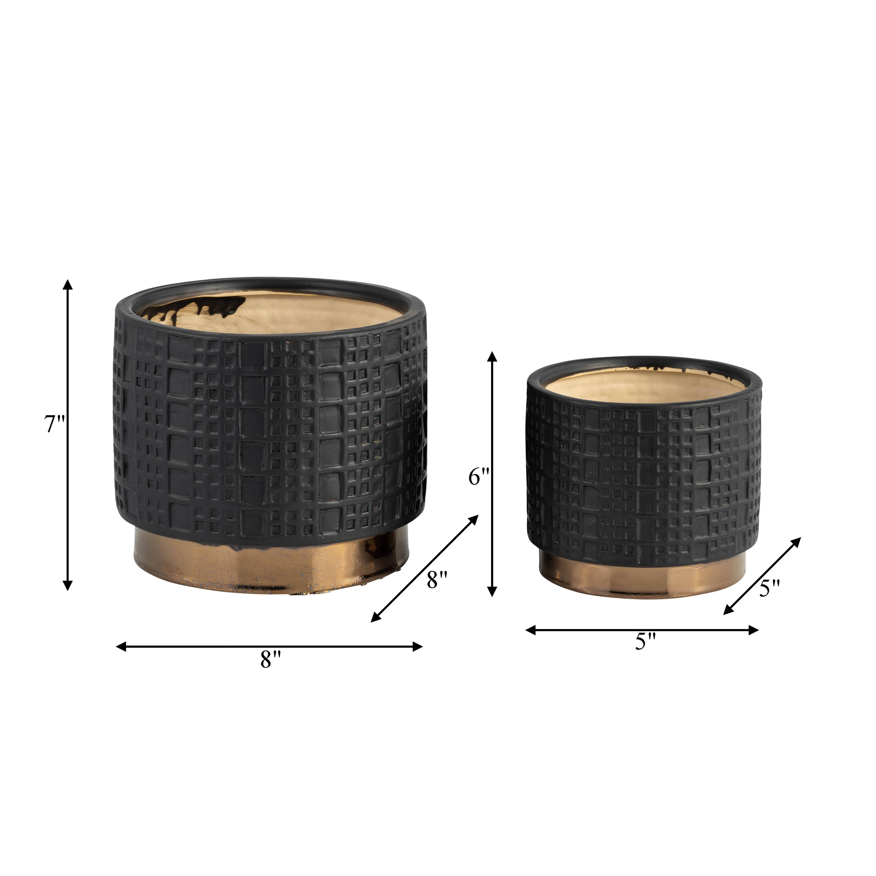Ceramic Raised Mesh Planter - Black, 6 in