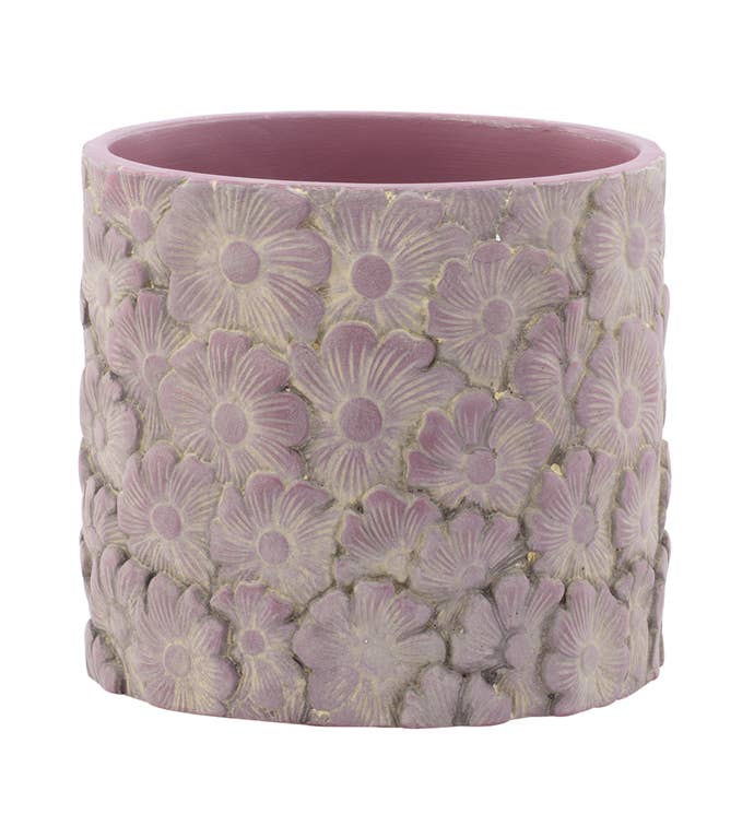 Lavender Floral Embossed Daisy Planter #17564