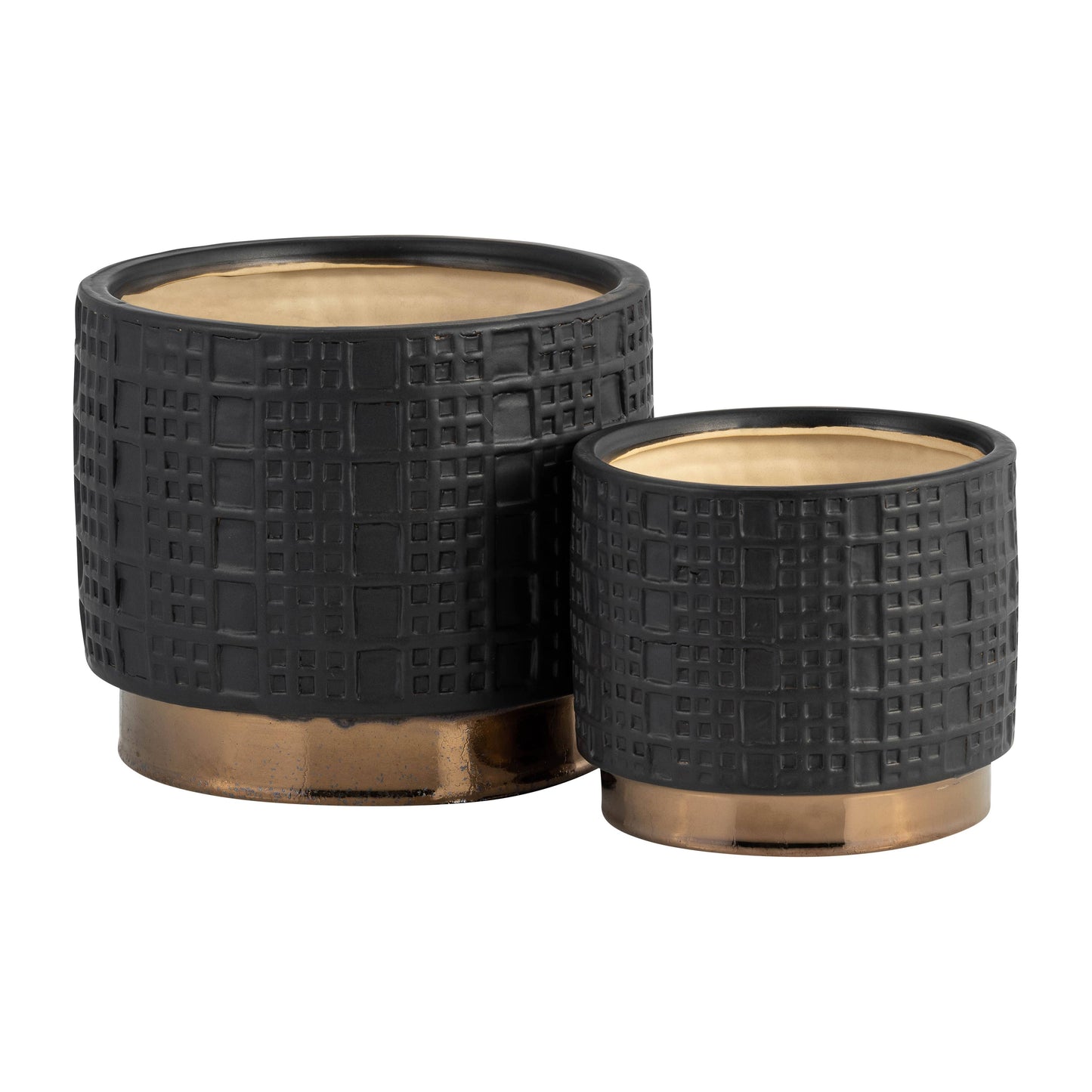 Ceramic Raised Mesh Planter - Black, 6 in