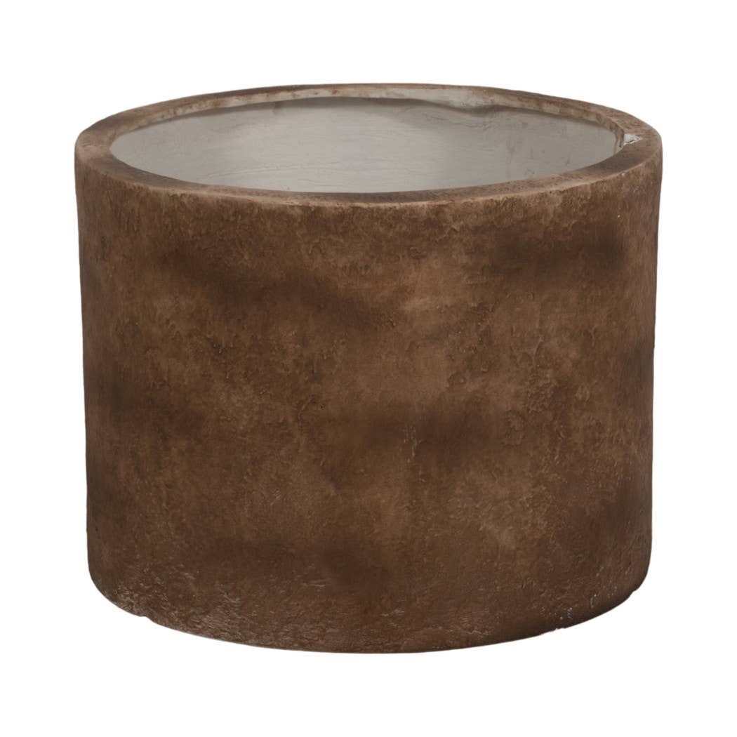 Plant Pot - Brown Ceramic Round Resin Textured Finish, 24 in