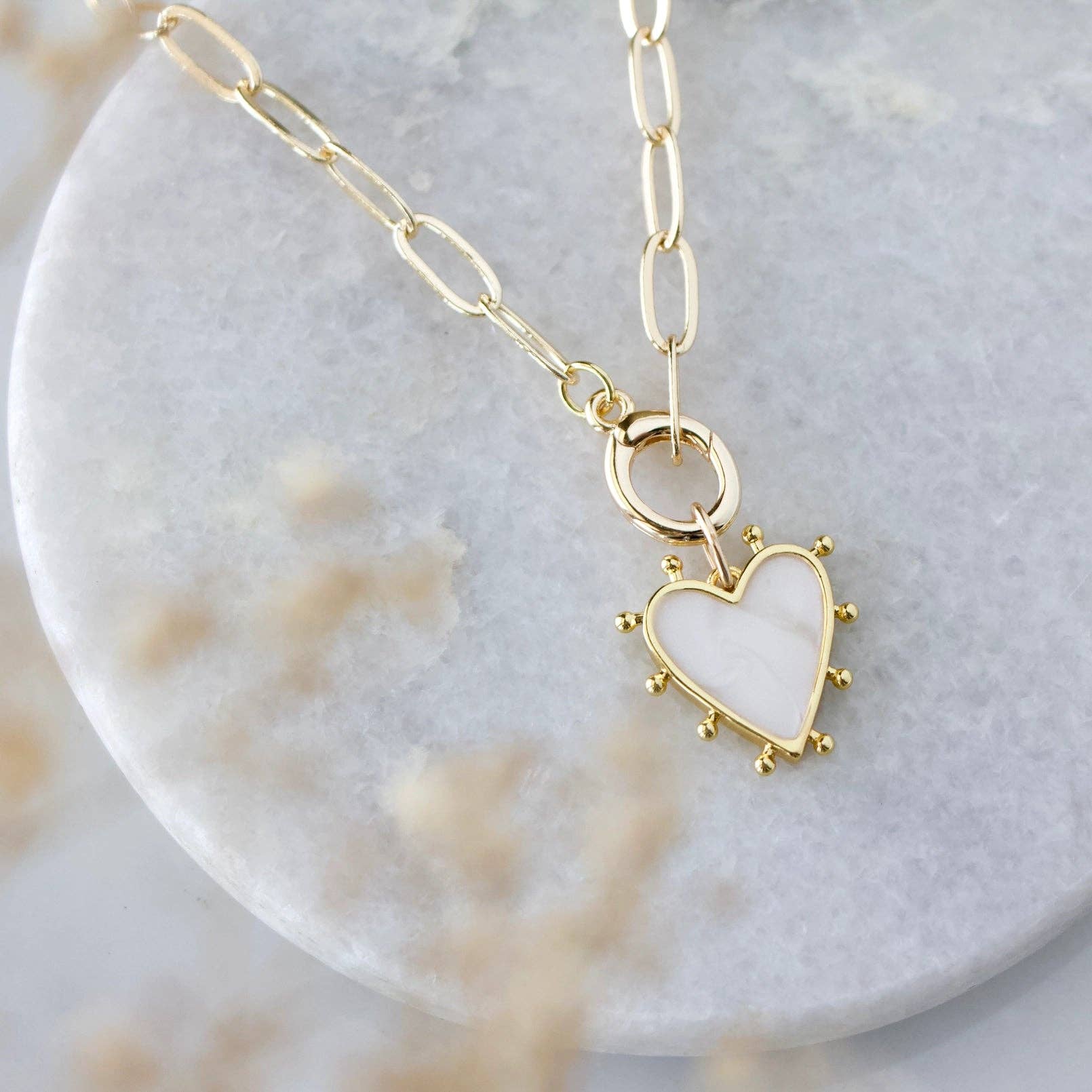 Enamel Heart Charm Necklace