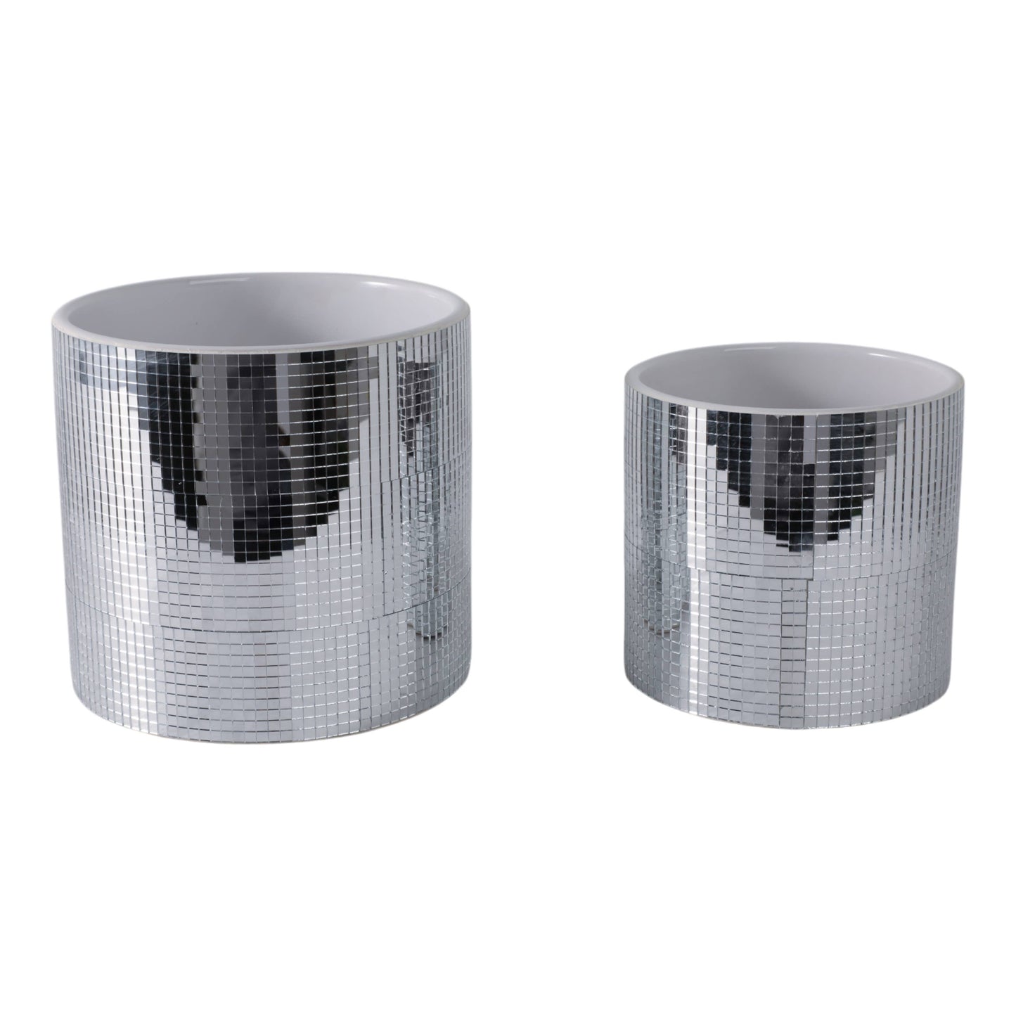 Ceramic Elegant Disco Planters  - Silver,