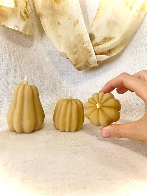 100% Beeswax Candles - Fall Pumpkins (larger, smooth form)