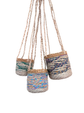 Recycled Garment Multi Color Basket Plant Hanger