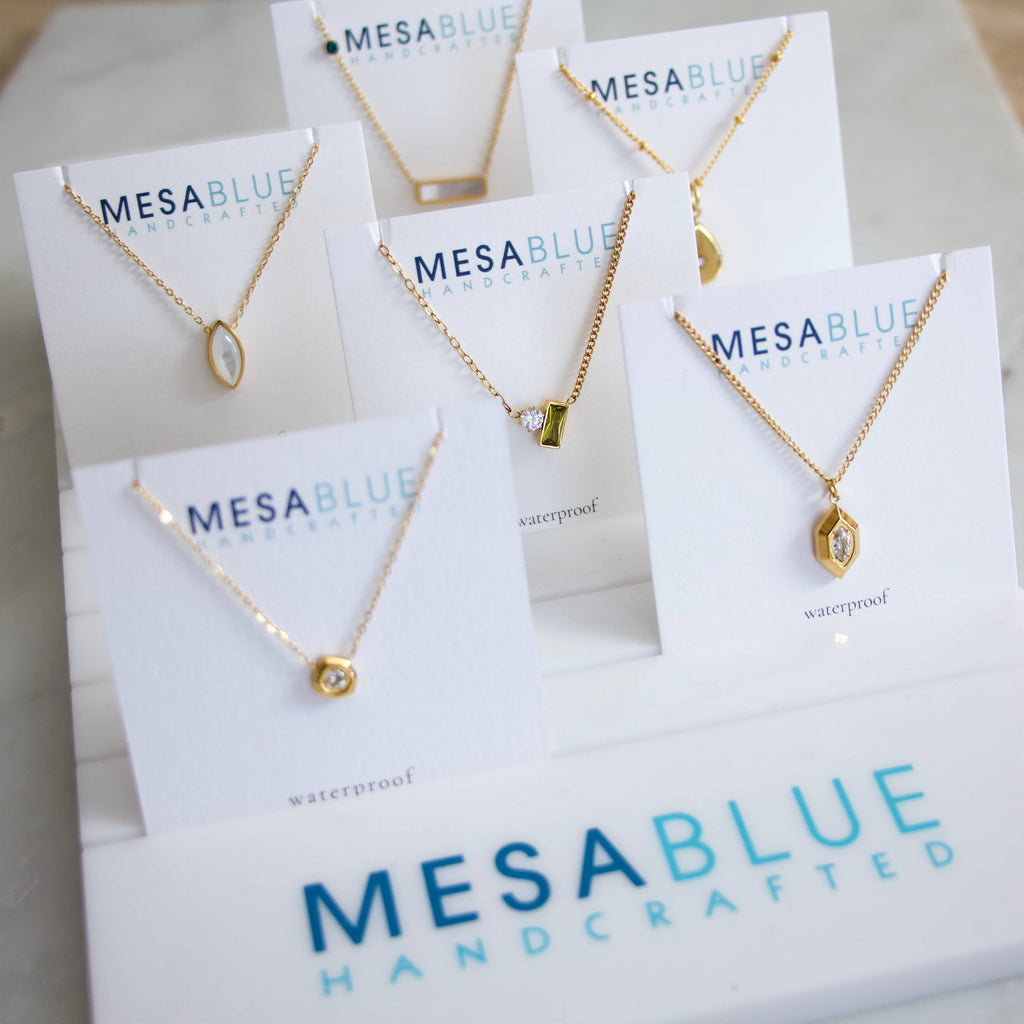 Olive Zircon geometric Necklace - Waterproof 