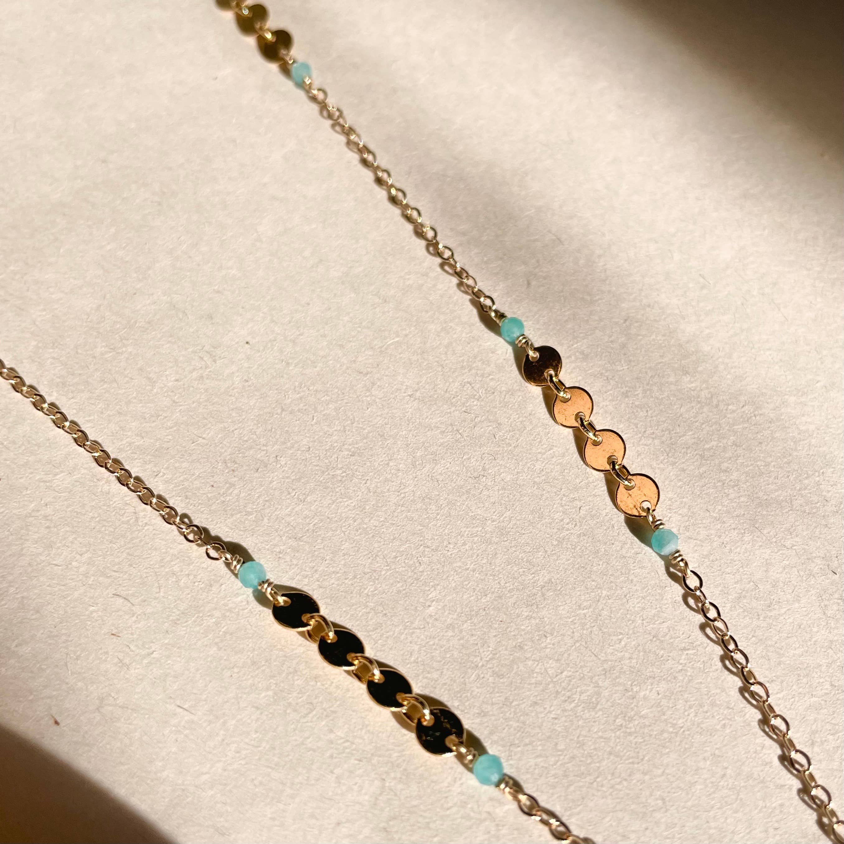 Chalcedony and Sequin Necklace