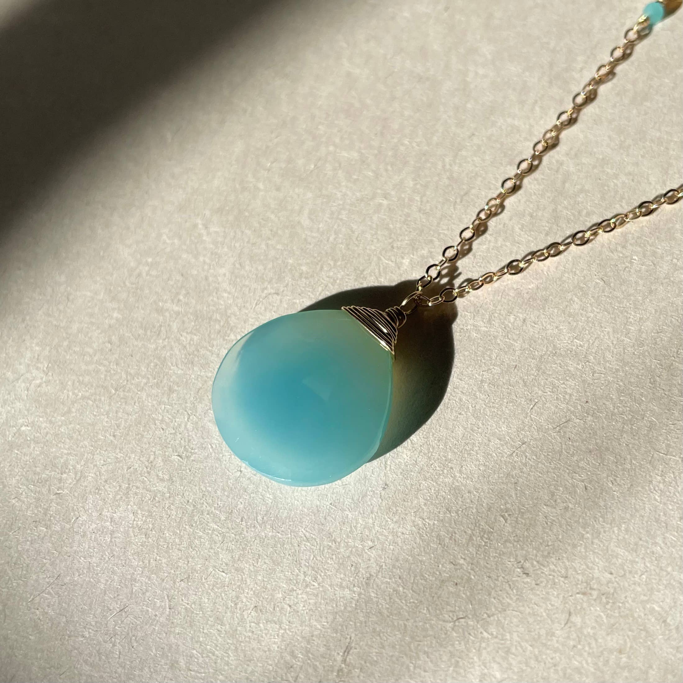Chalcedony and Sequin Necklace